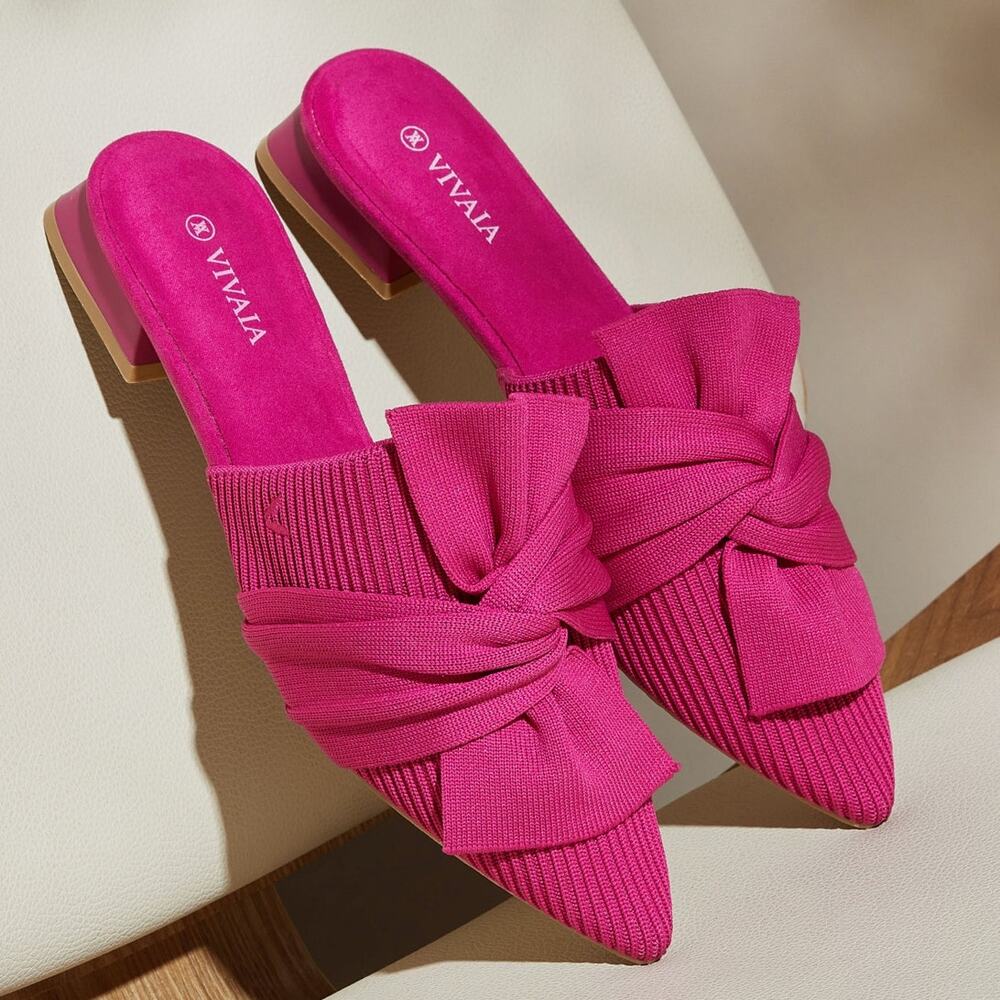 Vivaia Yaffa Pointed Knot Pitaya Sandals Old Money Knit Breathable Comfort 8